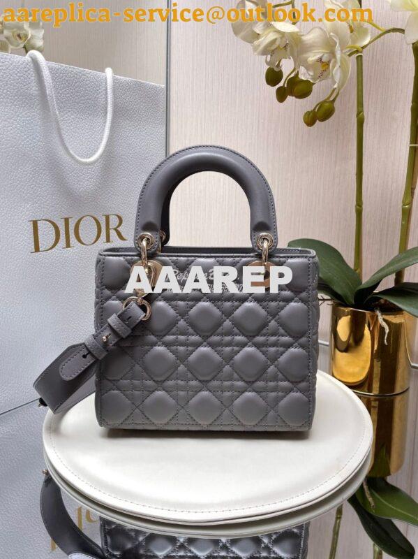 Replica Dior My ABCdior Lady Dior Bag Lambskin M0538 Gray 7
