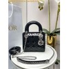 Replica Dior Mini Lady Dior Bag Patent Calfskin M0538 Black silver har