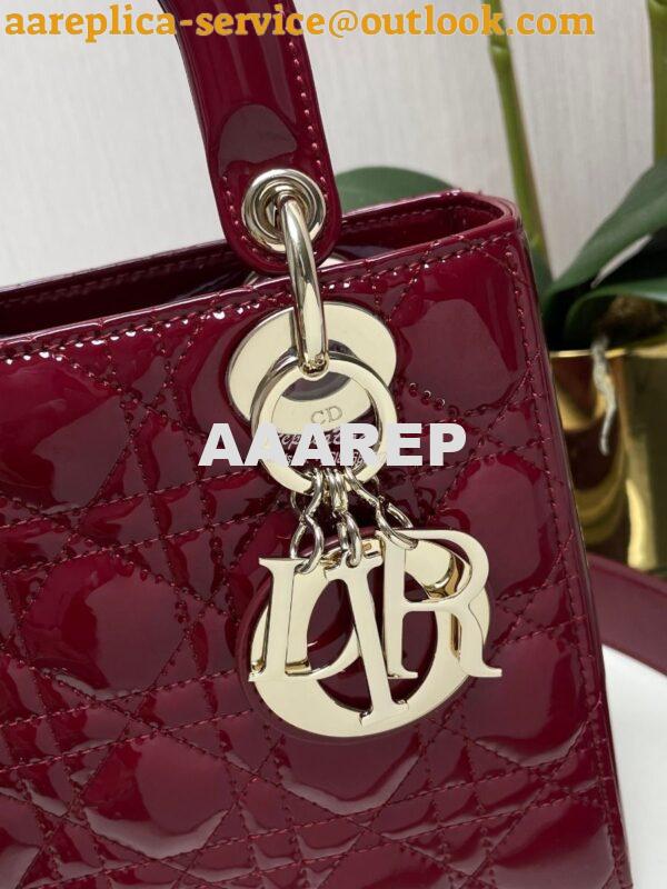 Replica Dior My ABCdior Lady Dior Bag Patent Calfskin M0538 Wine 4