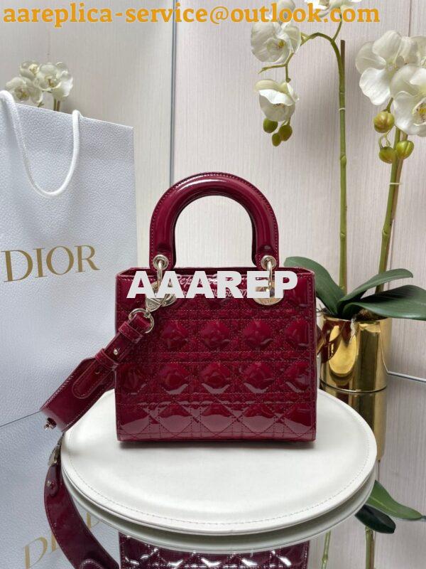 Replica Dior My ABCdior Lady Dior Bag Patent Calfskin M0538 Wine 6