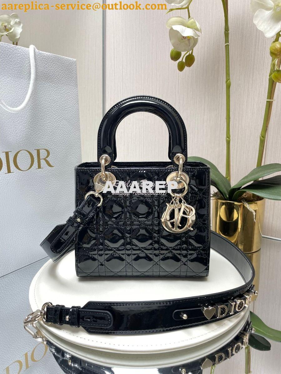 Replica Dior My ABCdior Lady Dior Bag Patent Calfskin M0538 Black