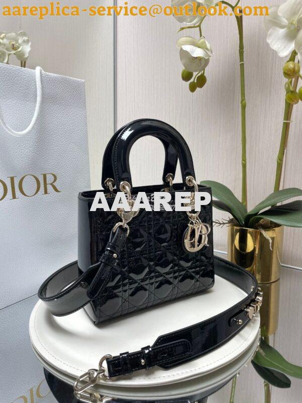 Replica Dior My ABCdior Lady Dior Bag Patent Calfskin M0538 Black 2