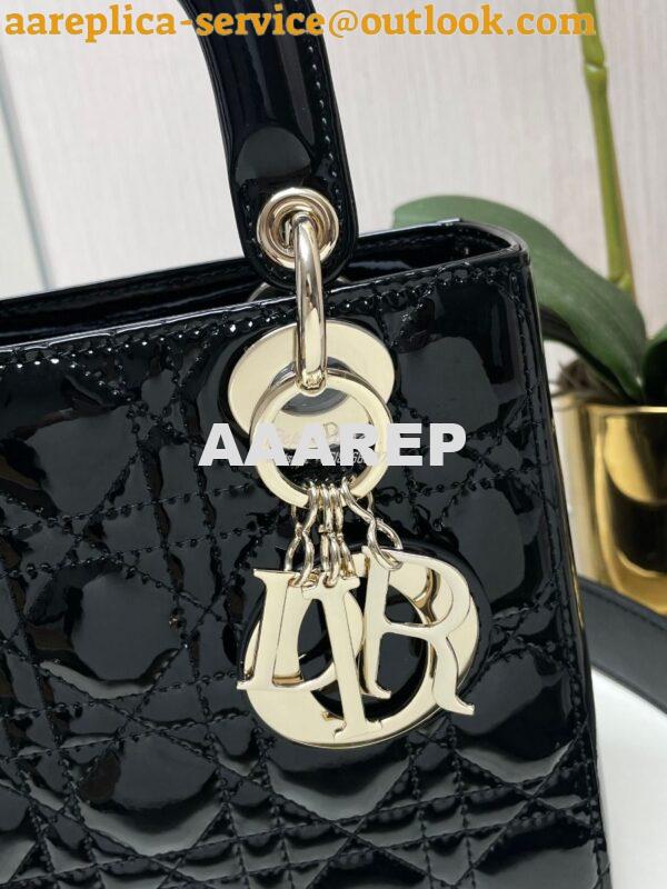 Replica Dior My ABCdior Lady Dior Bag Patent Calfskin M0538 Black 4