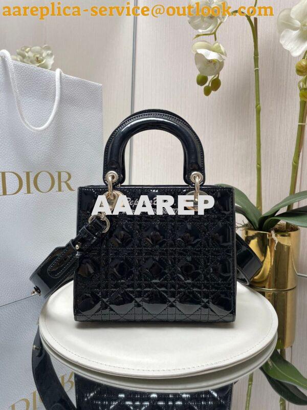 Replica Dior My ABCdior Lady Dior Bag Patent Calfskin M0538 Black 5