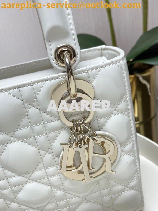 Replica Dior My ABCdior Lady Dior Bag Patent Calfskin M0538 White 3