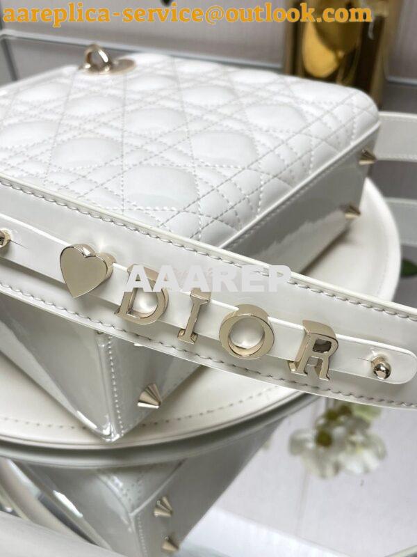 Replica Dior My ABCdior Lady Dior Bag Patent Calfskin M0538 White 4