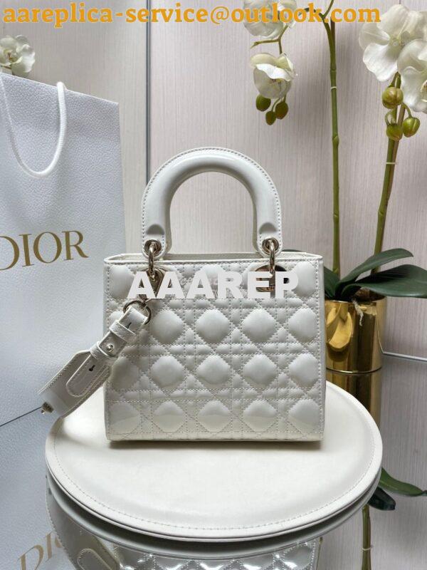 Replica Dior My ABCdior Lady Dior Bag Patent Calfskin M0538 White 7