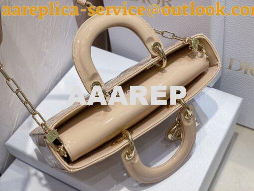 Replica Dior Lady D-Joy Bag Patent Cannage Calfskin M0540O Light Beige 7