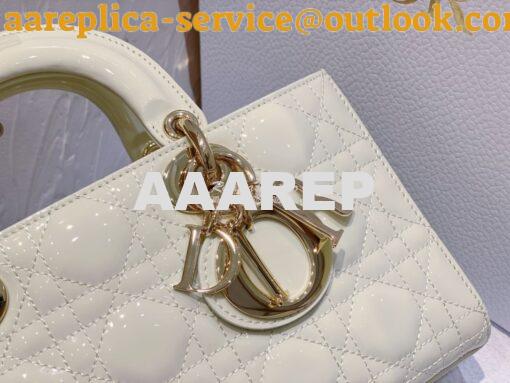 Replica Dior Lady D-Joy Bag Patent Cannage Calfskin M0540O Latte 4