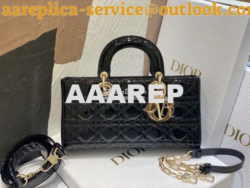 Replica Dior Lady D-Joy Bag Patent Cannage Calfskin M0540O Black 2