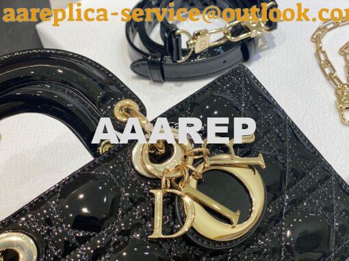 Replica Dior Lady D-Joy Bag Patent Cannage Calfskin M0540O Black 4