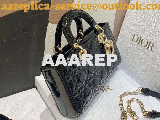 Replica Dior Lady D-Joy Bag Patent Cannage Calfskin M0540O Black 5