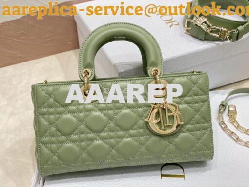 Replica Dior Lady D-Joy Bag Pastel Peyote Green Cannage Lambskin M0540 3