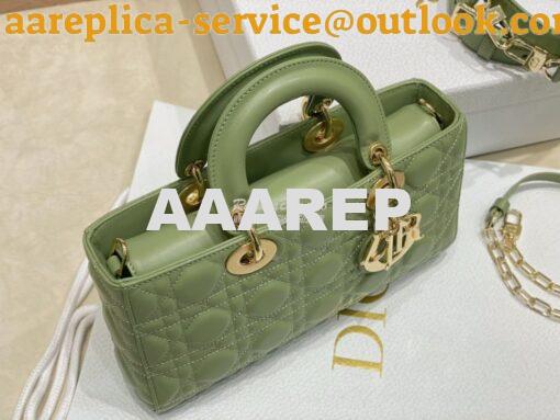 Replica Dior Lady D-Joy Bag Pastel Peyote Green Cannage Lambskin M0540 7