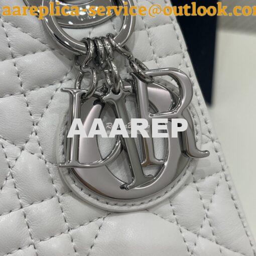 Replica Dior Mini Lady Dior Bag Quilted Natural Lambskin Leather White 2