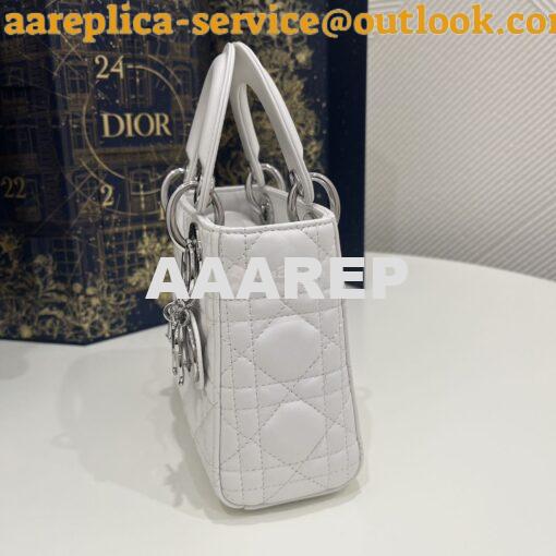Replica Dior Mini Lady Dior Bag Quilted Natural Lambskin Leather White 3
