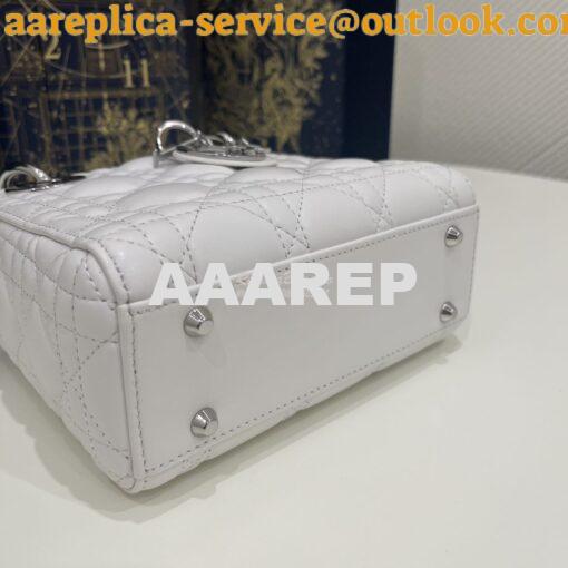 Replica Dior Mini Lady Dior Bag Quilted Natural Lambskin Leather White 9