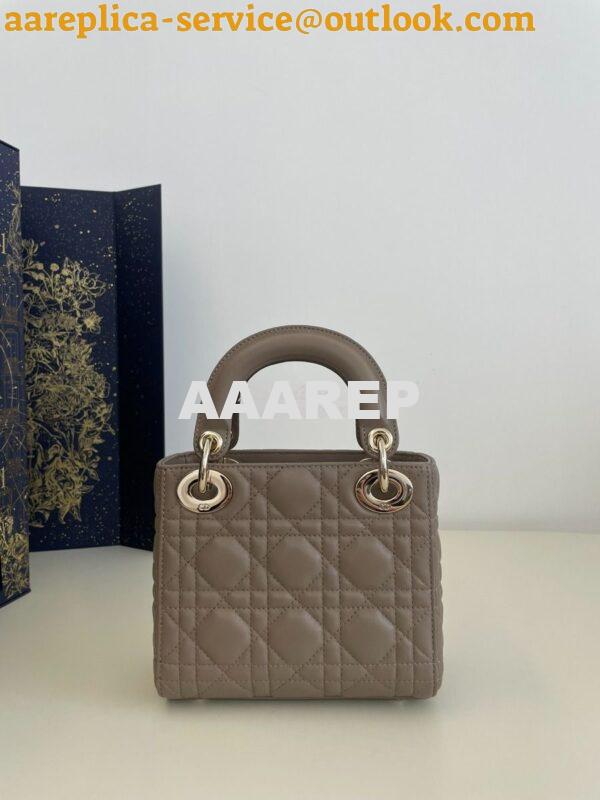 Replica Mini Lady Dior Bag Quilted Natural Lambskin Leather with Tonal 4