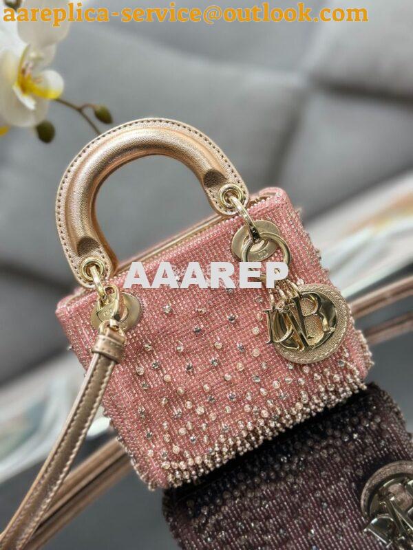 Replica Dior Micro Lady Dior Bag Metallic Rose Gold Satin Gradient Bea 2