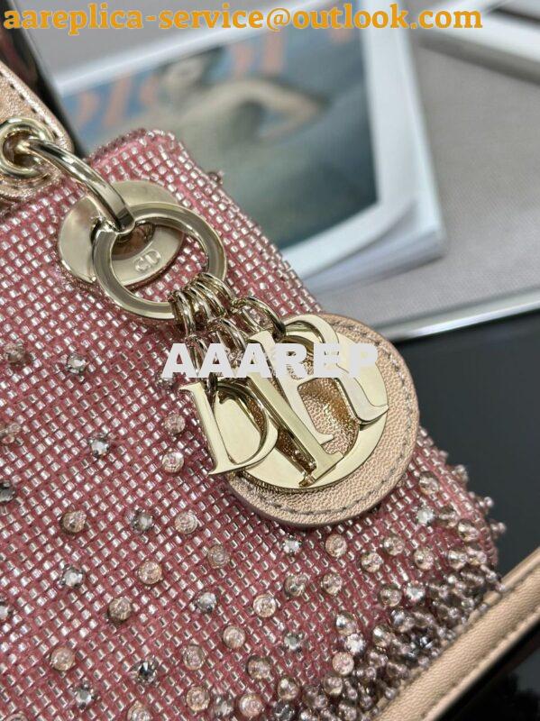Replica Dior Micro Lady Dior Bag Metallic Rose Gold Satin Gradient Bea 4