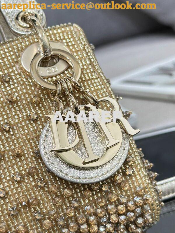 Replica Dior Micro Lady Dior Bag Metallic Gold Satin Gradient Bead Emb 4