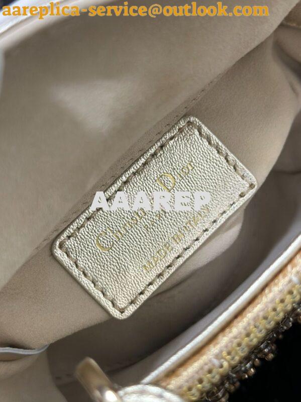 Replica Dior Micro Lady Dior Bag Metallic Gold Satin Gradient Bead Emb 8