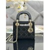 Replica Dior Micro Lady Dior Bag BLack Cannage Cotton with Micropearl