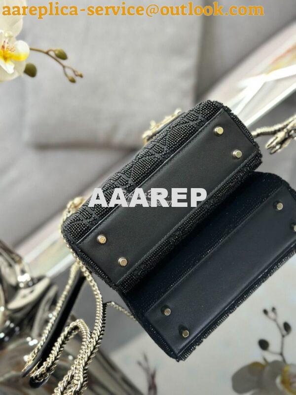Replica Dior Micro Lady Dior Bag BLack Cannage Cotton with Micropearl 9
