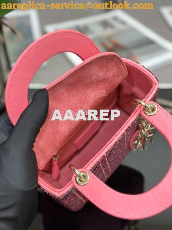 Replica Dior Micro Lady Dior Bag Light Pink Cannage Cotton with Microp 7