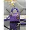 Replica Dior Micro Lady Dior Bag Purple Calfskin Embroidered with Stra