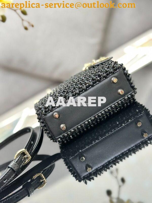 Replica Dior Micro Lady Dior Bag Black Calfskin Embroidered with Stras 10