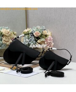 Replica Dior Saddle Bag With Strap Ultra Matte Calfskin M0455 Black