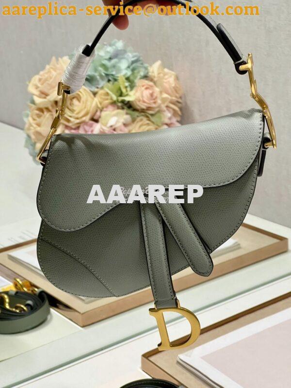 Replica Dior Saddle Bag With Strap Grained Calfskin M0455 Gray Stone 2