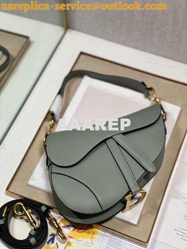 Replica Dior Saddle Bag With Strap Grained Calfskin M0455 Gray Stone 4