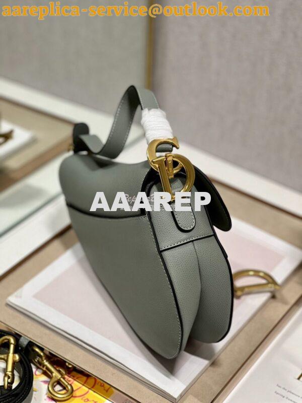 Replica Dior Saddle Bag With Strap Grained Calfskin M0455 Gray Stone 6