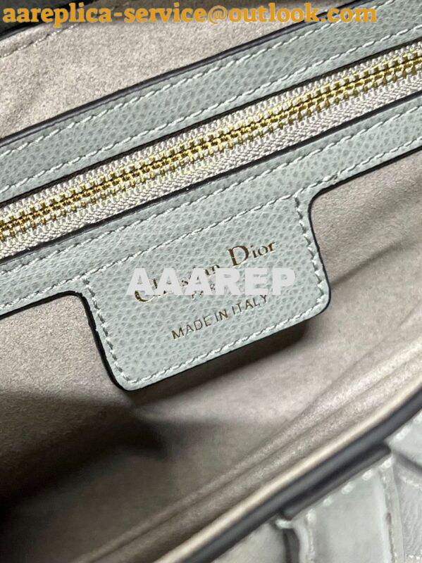 Replica Dior Saddle Bag With Strap Grained Calfskin M0455 Gray Stone 8
