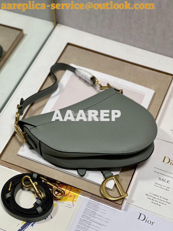 Replica Dior Saddle Bag With Strap Grained Calfskin M0455 Gray Stone 9