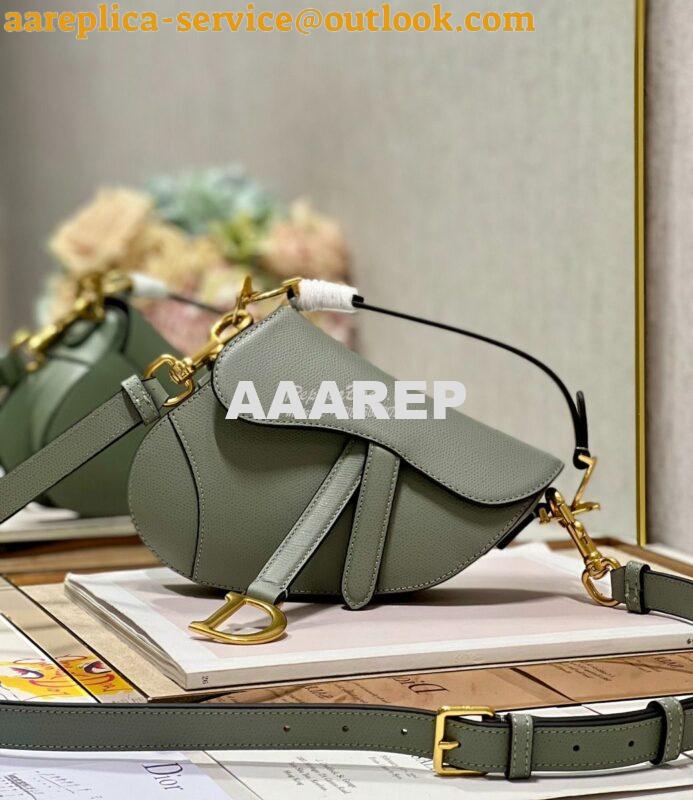 Replica Dior Saddle Bag With Strap Grained Calfskin M0455 Gray Stone 10