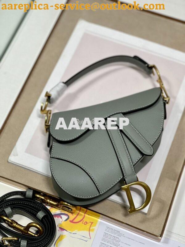 Replica Dior Saddle Bag With Strap Grained Calfskin M0455 Gray Stone 11