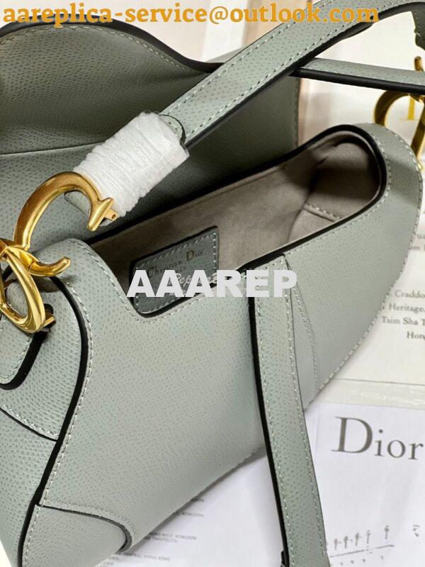 Replica Dior Saddle Bag With Strap Grained Calfskin M0455 Gray Stone 16