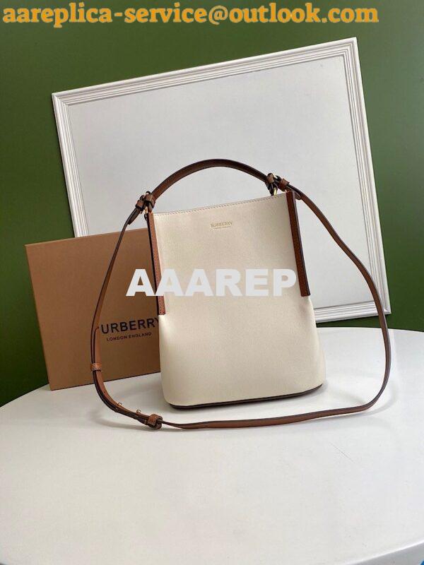 Replica Burberry Small Two-tone Leather Peggy Bucket Bag 80229491 Chal 2