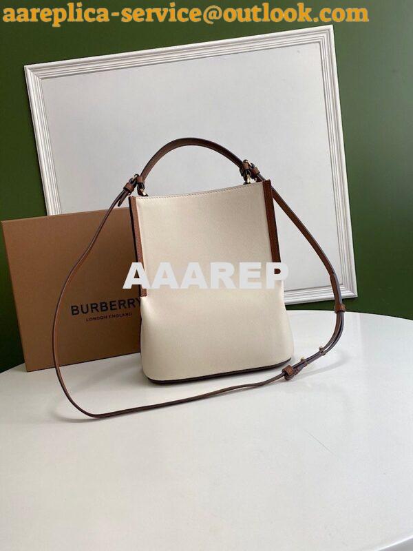 Replica Burberry Small Two-tone Leather Peggy Bucket Bag 80229491 Chal 11