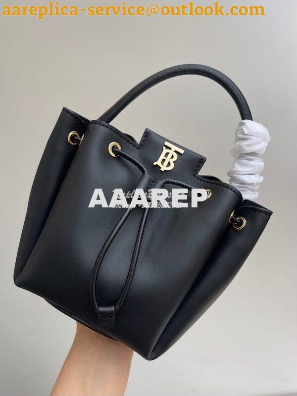 Replica Burberry Monogram Motif Leather Bucket Bag 80285411 Black 3