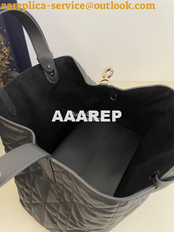 Replica Dior Large Toujours Bag in Macrocannage Calfskin M2820O Black 6