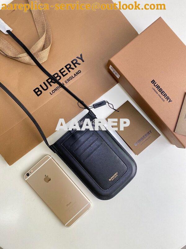 Replica Burberry Leather Phone Case with Strap 80267361 Black 2