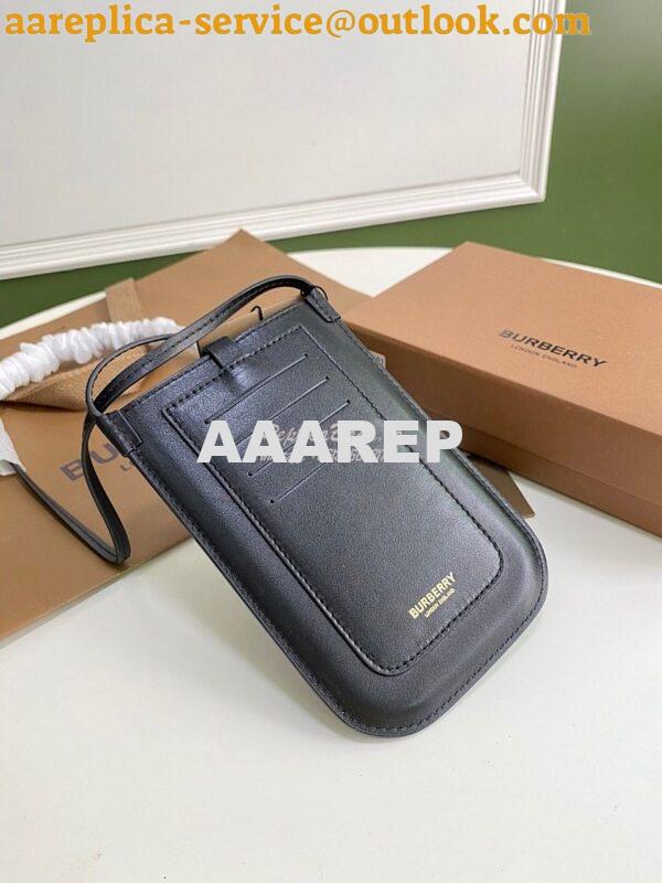 Replica Burberry Leather Phone Case with Strap 80267361 Black 4
