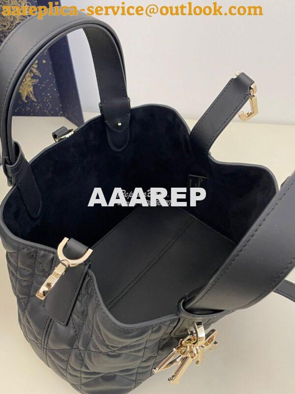Replica Dior Small Toujours Bag in Macrocannage Calfskin M2822O Black 6