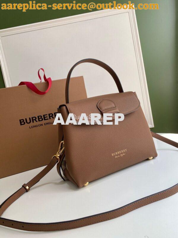 Replica Burberry Grainy Leather and House Check Tote Bag Tan 2