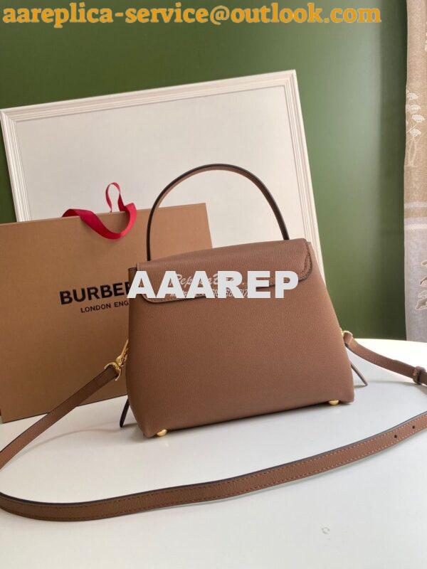 Replica Burberry Grainy Leather and House Check Tote Bag Tan 3