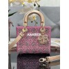 Replica Dior Small Lady Dior Latte Calfskin Embroidered with Resin Pea 11